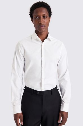 Moss Slim Fit White Honeycomb Dobby Shirt