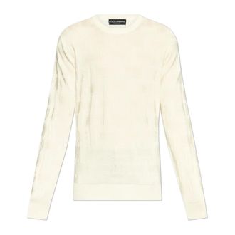 Dolce & Gabbana Round-neck Knitwear, male, Beige, Size: 2XL Sweater with monogram