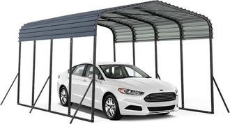 Costway Tenda da Garage 440 x 300 cm, Tettoia per Auto in Metallo con Base Rinforzata e 4 Gambe Inclinate Aiiunte, Gazebo da Esterno per SUV, Feste e