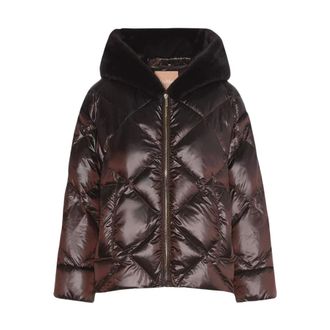 Max Mara Nebbie Pufferjack met capuchon - Dames - Jassen - Bruin - Maat: S Zijde