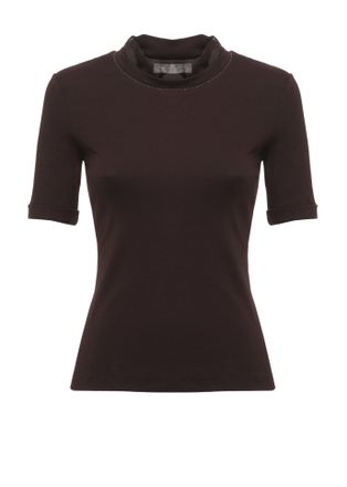 PANICALE Brown Crewneck Cotton-Silk T-Shirt