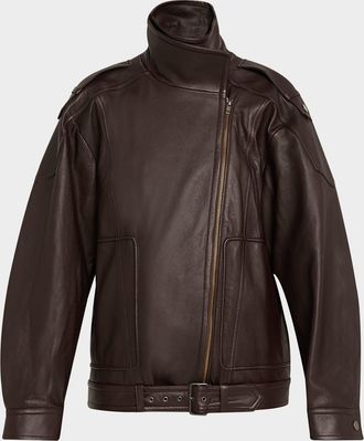Vince Oversized Leather Aviator Jacket
