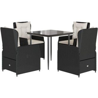 vidaXL Set De Muebles Jard&iacute;n 5 Pzas Con Cojines Rat&aacute;n Sint&eacute;tico Negro Vidaxl