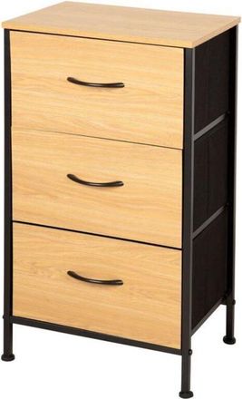 OEM Comoda De Madera Y Tela - Color Baby S.l - 40x30x75 Cm - 3 Cajones - Efecto Roble - Estructura Met&aacute;lica