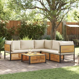 vidaXL Set De Sof&aacute;s De Jard&iacute;n Con Cojines 6 Pzas Madera Maciza Acacia Vidaxl