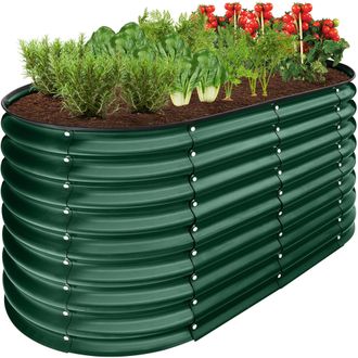 Best Choice Products 4x2x2ft Outdoor Raised Metal Oval Garden Bed, Planter Box for Vegetables, Flowers