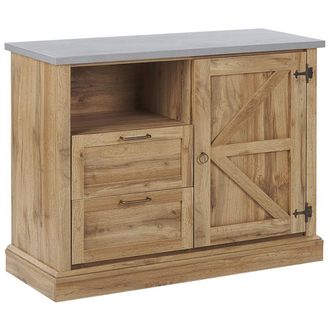 Beliani Aparador Con Acabado De Madera Clara 100 X 40 X 79 Cm Armario Con 1 Puerta Y 2 Cajones Toronto
