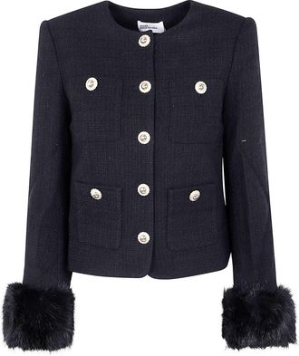 Self Portrait Boucle Fur Cuff Jacket