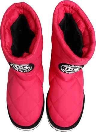 Dolce & Gabbana Womens Pink White Viscose Padded Mid Calf Boots Shoes Fuchsia Polyester Pu