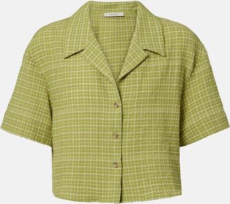 Asceno Camisa bowling cropped Lincoln de algod&oacute;n a cuadros