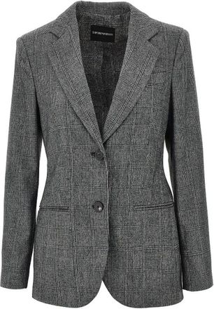 Emporio Armani Giacca monopetto in flanella misto lana - - Jackets - Donna - Grigio - XS
