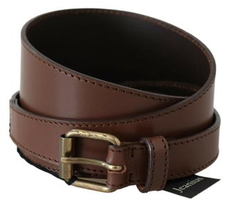 Plein Sud Womens Brown Genuine Leather Rustic Metal Buckle Belt - Size 95 cm