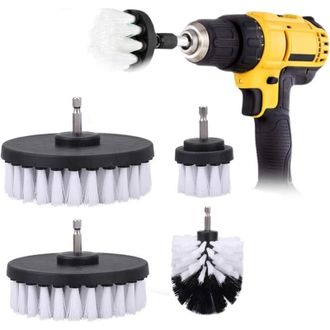 OEM Juego De 4 Cepillos Rotativos Para Taladro, Ideales Para La Limpieza De Autom&oacute;viles, Autom&oacute;viles, Azulejos, Alfombras, Ba&ntilde;eras, Cocinas Y Ba&ntilde;os (blanc