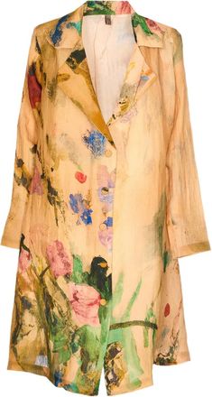 Yavi Giacca con stampa a fiori e bottoni - Giallo