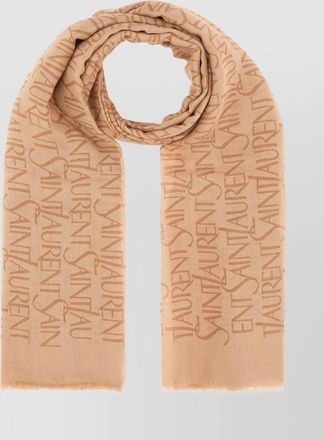 Saint Laurent cashmere modal logo-jacquard fringed scarf