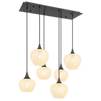 Netlighting Maxy Cluster Pendant Ceiling Light Gunmetal Clear Glass Shade 6x E27 in Grey