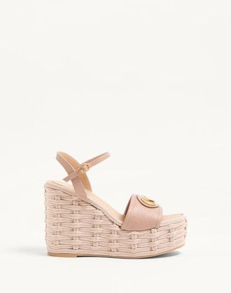 Valentino Garavani Sandalo Zeppa Vlogo Signature In Vitello Granato 120Mm Donna ROSE CANNELLE 35