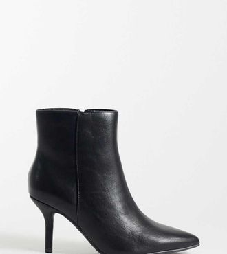 New Look New Look pianta larga stivaletti a punta in pelle sintetica neri-Nero