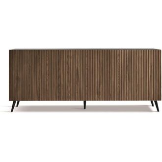 Capodarte Madia 180 cm in legno Antracite e Teak 3 ante con 5 piedini - ronda
