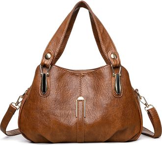 Generic Womens Stylish Shoulder Bag, PU Crossbody Bag, Soft Tote Bag with Zipper and Adjustable Shoulder Strap, Applies to Work and Everyday Travel (Brown,31 