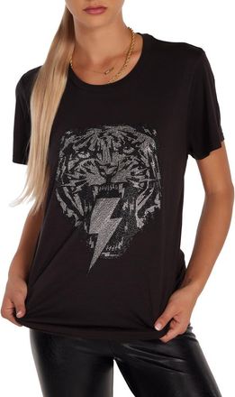 Lauren Moshi Wolf Stud Lightning Tiger Top in Onyx at Nordstrom, Size X-Large
