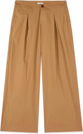 Oltre Poplin Palazzo Broek - Dames - Wijde Broeken - Beige - 3XL - Katoen - Broeken