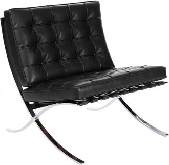 Knoll Knoll - Barcelona Sessel, Chrom / Leder schwarz Venezia