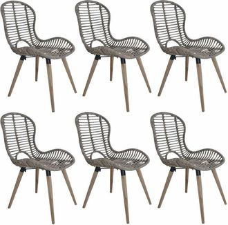vidaXL Vidaxl - Dining Chairs 6 pcs Brown Natural Rattan