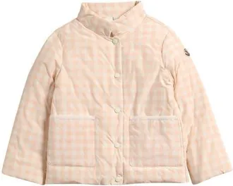 Moncler Kids Mira Check Down Jacket in Beige at Nordstrom, Size 12-18M