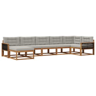 vidaXL Conjunto De Sof&aacute;s De Exterior 7 Pcs Natural Y Gris Claro Vidaxl