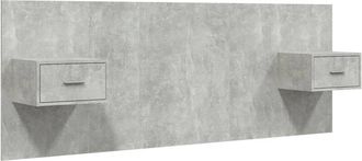 vidaXL Cabecero De Cama Con Mesitas Madera Contrachapada Gris Hormig&oacute;n Vidaxl