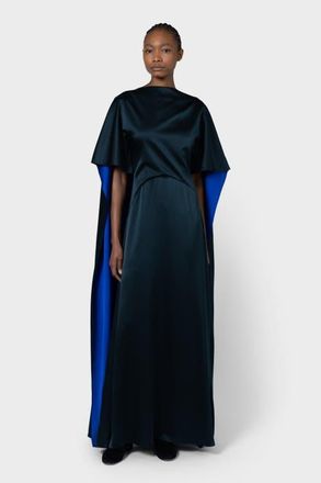 Roksanda Ilincic Seif Silk Caped Maxi Dress in Dark Teal /Cobalt at Nordstrom, Size 10