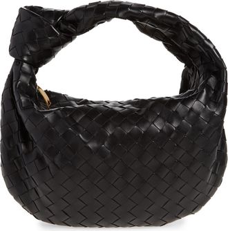 Bottega Veneta Teen Jodie Intrecciato Leather Hobo in Black-Gold at Nordstrom