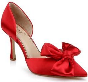 Badgley Mischka Sidney Pointed Toe dOrsay Pump in Red Satin at Nordstrom Rack, Size 5.5