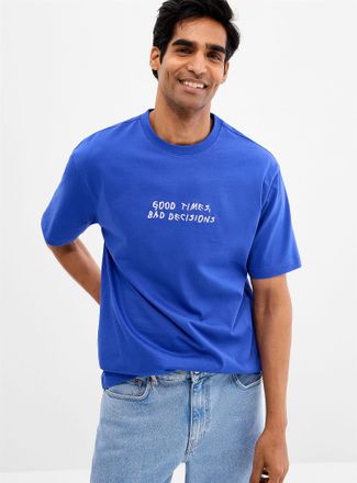 Only & Sons Mens Embroidered message T-shirt