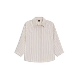 BOSS Relaxed-fit blouse in striped cotton poplin