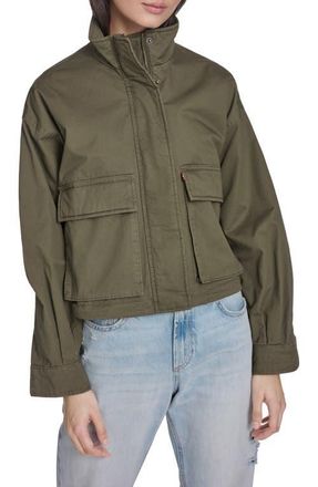 Levi's Crop Surplus Jacket in Olive Night at Nordstrom, Size X-Large