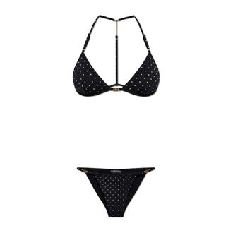 Tom Ford Bikinis, female, Black, Size: XS Polka-dot Triangle Bikini with T Trim