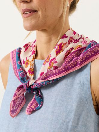 Fat Face FatFace Pink Decorative Floral Square Scarf