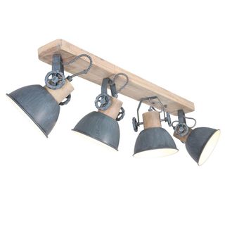 Steinhauer Mexlite - Foco - Gearwood - Gris - Metal Madera De Caucho - Foco