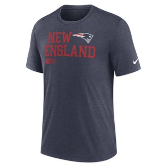 Nike New England Patriots Overlap Lockup Nike Mens NFL T-Shirt in Blue | NJFDEX528K-U66