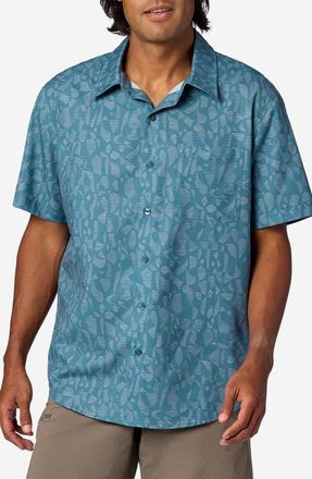 Marmot AirExchange SolarShield UPF Short Sleeve Button-Up Shirt in Seafloor Fiesta Stripe at Nordstrom, Size Xx-Large