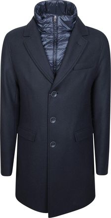 Herno Tailored Blue Quilted Vest Wool Coat