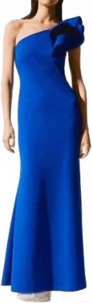 Joseph Ribkoff Scuba Crepe One-Shoulder Gown In Royal Blue