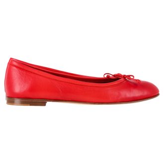 Manolo Blahnik Pre-owned Womens Veralli Bow-Detailed Ballet Flats in Red Leather - Size 38.5 EU/IT
