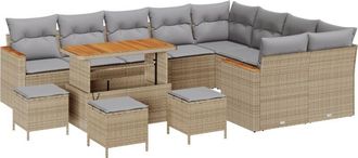 vidaXL Vidaxl - Garden Sofa Set with Cushion 13 pcs Beige Poly rattan