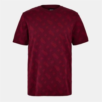 HUGO BOSS Mens Crew Neck Short Sleeve Regular Fit T-Shirt in Dark Red - Size X-Large