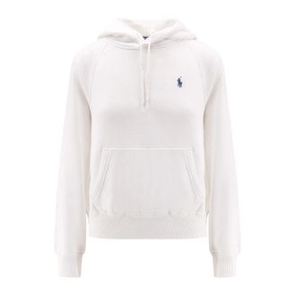 Polo Ralph Lauren Witte Sweater met Capuchon en Logo Borduursel - Dames - Hoodies - Wit - S - Katoen - Hoodies & sweatvesten