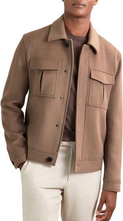 Reiss Perisil Felted Wool Blend Zip Jacket in Dark Brown at Nordstrom, Size Xx-Large