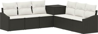 vidaXL Juego De Sof&aacute; 7 Uds. Negro Y Blanco Crema Vidaxl